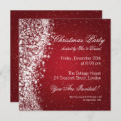 Kerstfeest Uitnodiging Elegant Sparkle Red (Voorkant / Achterkant)