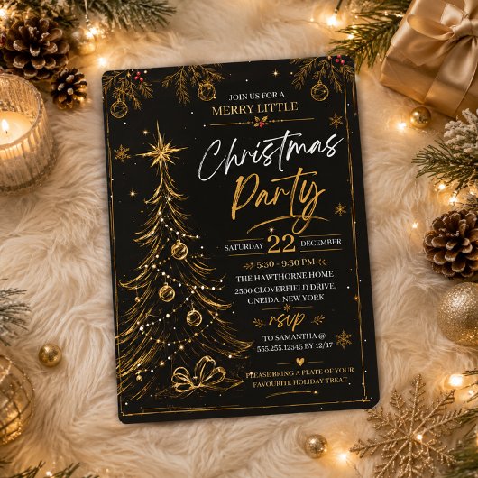 Kerstfeest Uitnodiging Elegantie Goud