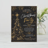 Kerstfeest Uitnodiging Elegantie Goud (Staand voorkant)