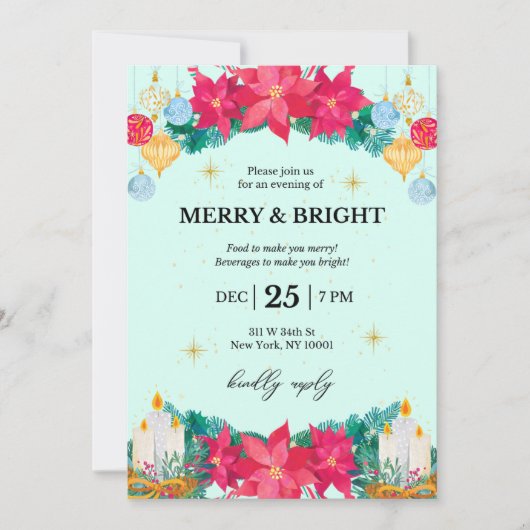 Kerstfeest Uitnodiging Feestelijke Vakantie (Voorkant)