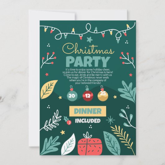 Kerstfeest uitnodiging, feestje kaart (Voorkant)