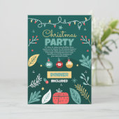 Kerstfeest uitnodiging, feestje kaart (Staand voorkant)