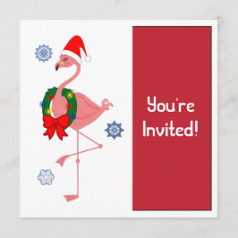 Kerstfeest Uitnodiging Flamingo in Santa Hat