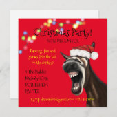 Kerstfeest uitnodiging, gekke ezel kaart (Voorkant / Achterkant)