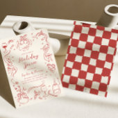 Kerstfeest uitnodiging grillige hand getekend