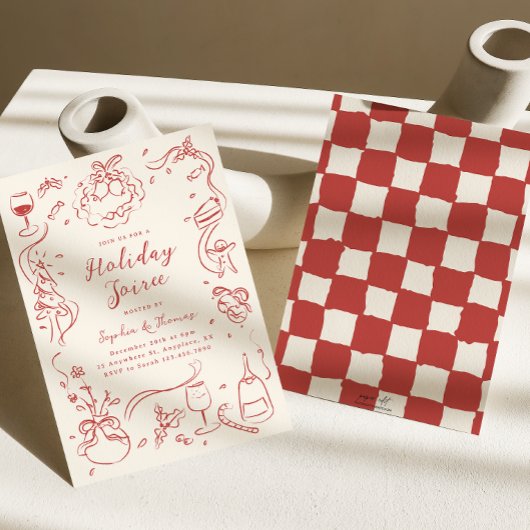 Kerstfeest uitnodiging grillige hand getekend