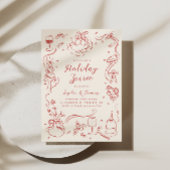 Kerstfeest uitnodiging grillige hand getekend