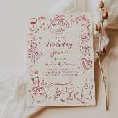 Kerstfeest uitnodiging grillige hand getekend