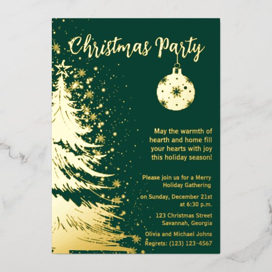 Kerstfeest Uitnodiging Groen en goud  (Voorkant)