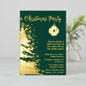 Kerstfeest Uitnodiging Groen en goud  (Staand Voorkant)
