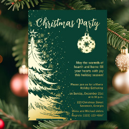Kerstfeest Uitnodiging Groen en goud 