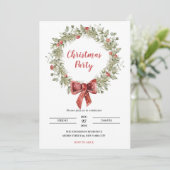 Kerstfeest Uitnodiging Holly Wreath Ribbon (Staand voorkant)