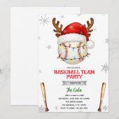 Kerstfeest Uitnodiging Honkbal (Voorkant / Achterkant)