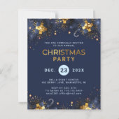 Kerstfeest Uitnodiging in Navy Goud (Voorkant)