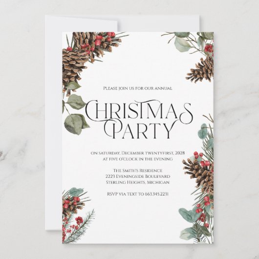 Kerstfeest Uitnodiging in Rustieke Stijl | Witte K (Voorkant)