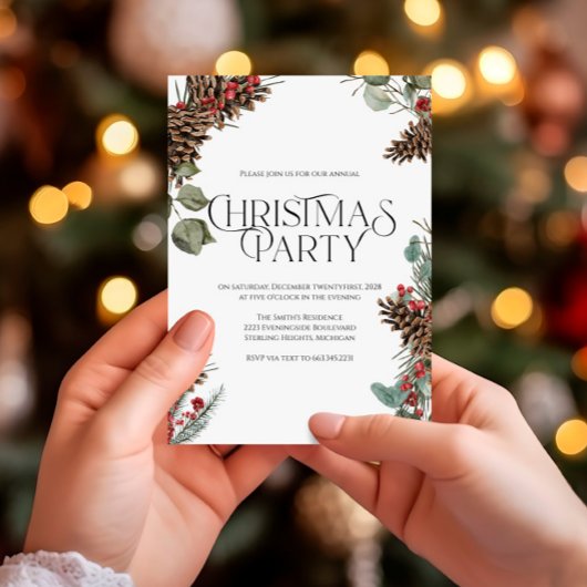 Kerstfeest Uitnodiging in Rustieke Stijl | Witte K