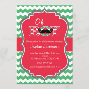 Kerstfeest Uitnodiging Jongen Rood Baby Shower