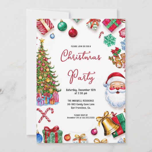 Kerstfeest Uitnodiging Kaart Cookie & Snoep (Voorkant)