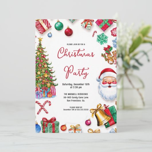 Kerstfeest Uitnodiging Kaart Cookie & Snoep (Staand voorkant)