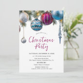 Kerstfeest Uitnodiging Kaart Waterverf Ornamen (Staand voorkant)