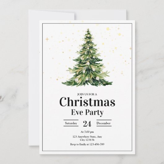 Kerstfeest Uitnodiging, Kerst diner Uitnodiging (Voorkant)