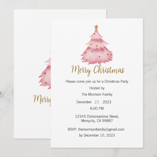 Kerstfeest Uitnodiging, Kerst Uitnodiging (Voorkant / Achterkant)