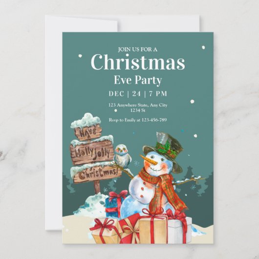 Kerstfeest Uitnodiging, Kerstavond Eetmaal Kaart (Voorkant)