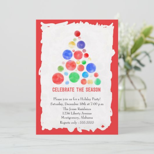 Kerstfeest Uitnodiging kerstboom (Staand voorkant)