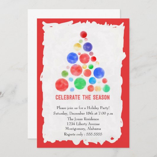 Kerstfeest Uitnodiging kerstboom (Voorkant / Achterkant)