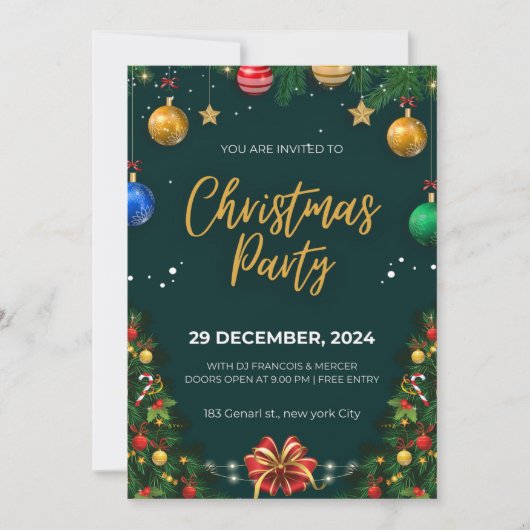 Kerstfeest Uitnodiging, Kerstfeest Invite Kaart (Voorkant)