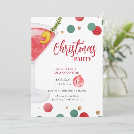 Kerstfeest uitnodiging, Kerstfeest Kaart (Staand voorkant)