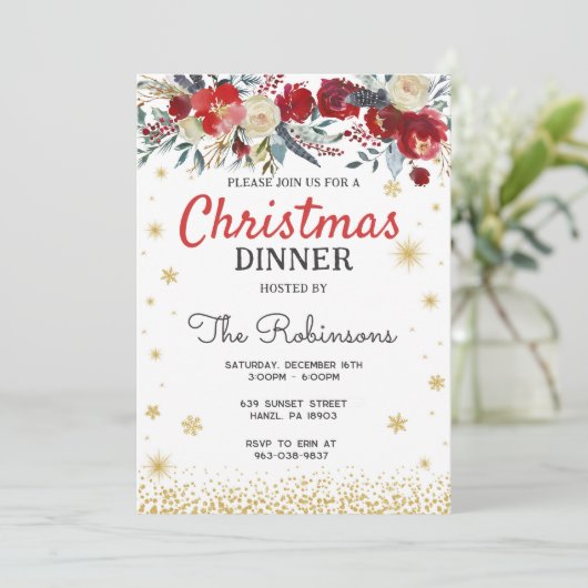 Kerstfeest uitnodiging, Kerstmis uitnodiging (Staand voorkant)