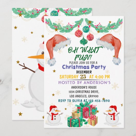 Kerstfeest Uitnodiging Kinder Vakantie Santa Hat (Voorkant / Achterkant)