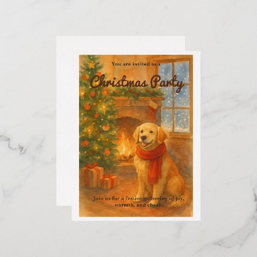 Kerstfeest Uitnodiging · Knus honden scène (Voorkant / Achterkant)