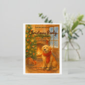 Kerstfeest Uitnodiging · Knus honden scène (Staand Voorkant)