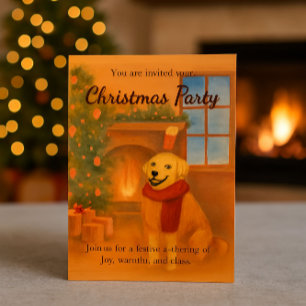 Kerstfeest Uitnodiging   Knus honden scène