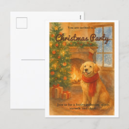 Kerstfeest Uitnodiging · Knus honden scène