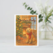 Kerstfeest Uitnodiging · Knus honden scène (Staand voorkant)