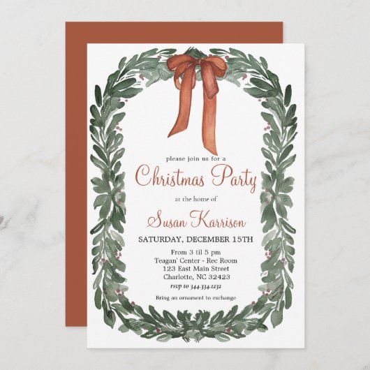 Kerstfeest uitnodiging Koperbogen (Voorkant / Achterkant)