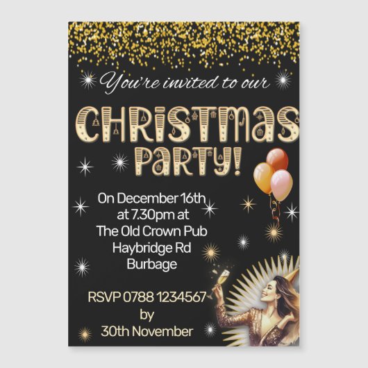 Kerstfeest uitnodiging magnetisch magnetische uitnodiging (Voorkant)