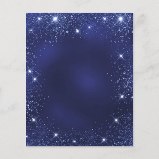 Kerstfeest uitnodiging met blauwe glitters voor ee (Achterkant)