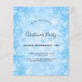Kerstfeest uitnodiging met blauwe sneeuwvlokken op (Voorkant)