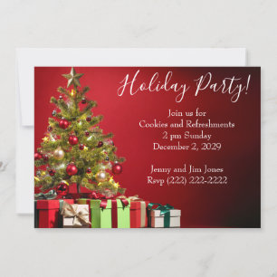 Kerstfeest uitnodiging met Boom en Cadeaus