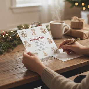 Kerstfeest Uitnodiging met Boswezens Fantasie