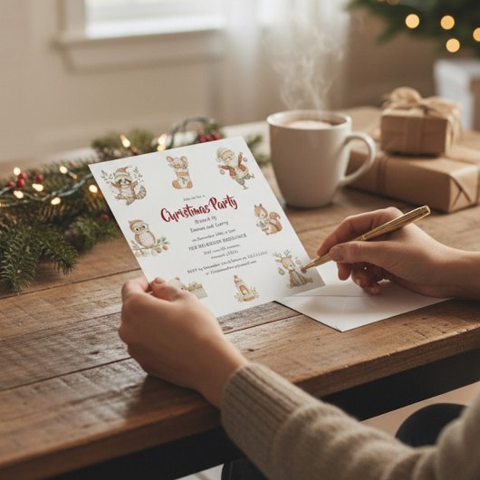 Kerstfeest Uitnodiging met Boswezens Fantasie