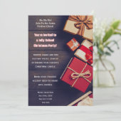 Kerstfeest Uitnodiging Met Cadeaus Voor School (Staand voorkant)