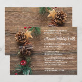 Kerstfeest Uitnodiging met Dennenkegel (Voorkant / Achterkant)