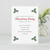 Kerstfeest uitnodiging met hulst & cadeaus (Staand voorkant)