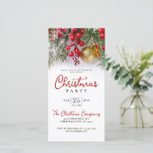 Kerstfeest Uitnodiging met Landelijke Gouden Balle (Staand voorkant)