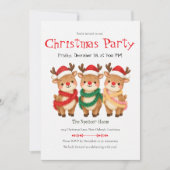 Kerstfeest uitnodiging met leuke rendieren (Voorkant)